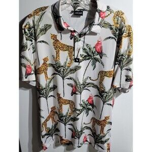 Bad Birdie Wildlife Golf Polo Shirt Leopard Size M